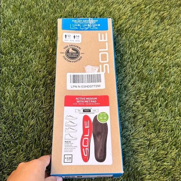 SOLE Active Medium + Met Pad Insoles - Orthotic Arch Support Mens 11.5 or 12 - Picture 5 of 6